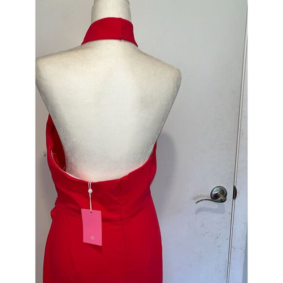 NWT Amanda Uprichard Emilana Halter Neck Midi Dress Women size Large ($238) - Picture 7 of 12